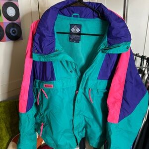 Columbia Retro Vintage Coat Mens - Teal, Pink, Purple